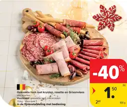 Carrefour Gekookte ham met kruiden, rosette en Grisonvlees aanbieding
