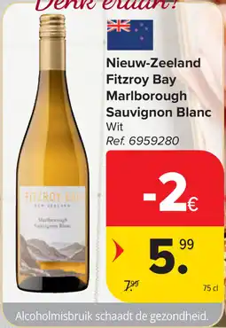 Carrefour Nieuw-Zeeland Fitzroy Bay Marlborough Sauvignon Blanc Wit aanbieding