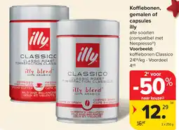 Carrefour illy Koffiebonen, gemalen of capsules aanbieding