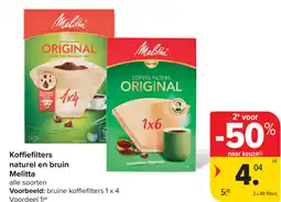 Carrefour Melitta Koffiefilters naturel en bruin aanbieding