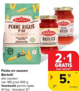 Carrefour Bertolli Pasta en sauzen aanbieding