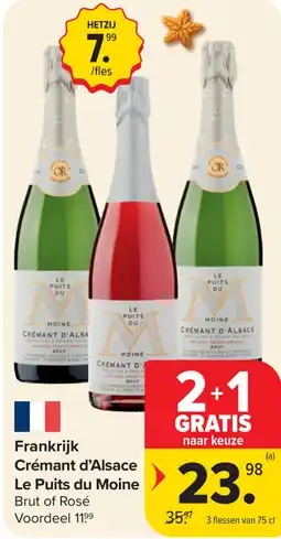 Carrefour Crémant d'Alsace Le Puits du Moine Brut of Rosé aanbieding