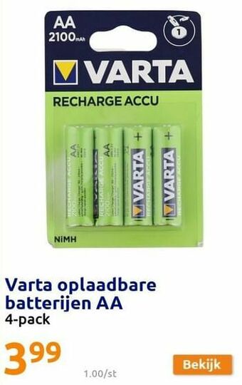 Action Varta oplaadbare batterijen aa aanbieding
