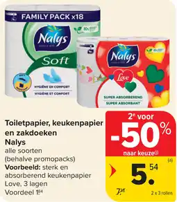 Carrefour Toiletpapier, Keukenpapier en Zakdoeken Nalys aanbieding