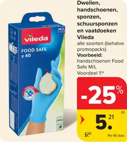 Carrefour Dweilen, handschoenen, sponzen, schuursponzen en vaatdoeken Vileda aanbieding