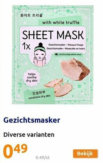 Action Gezichtsmasker aanbieding