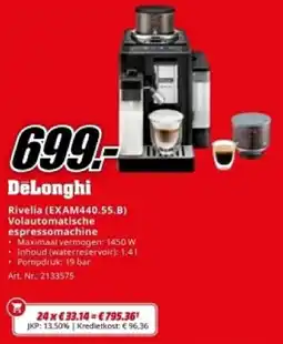 MediaMarkt DeLonghi Rivelia EXAM440.55.B Volautomatische Espressomachine aanbieding