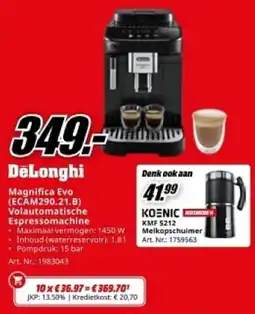 MediaMarkt DeLonghi Magnifica Evo Volautomatische Espressomachine aanbieding