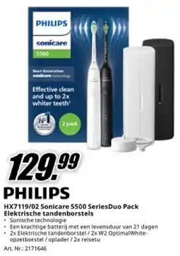 MediaMarkt Philips HX7119/02 Sonicare 5500 SeriesDuo Pack Elektrische tandenborstels aanbieding