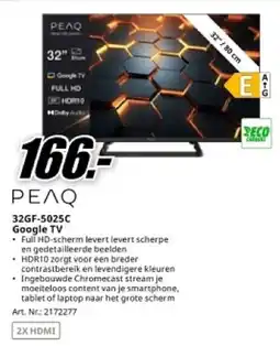 MediaMarkt PEAQ 32GF-5025C Google TV aanbieding