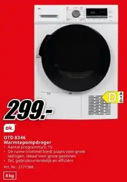 MediaMarkt ok. OTD 8346 Warmtepompdroger aanbieding