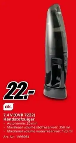 MediaMarkt ok. 7.4 V OVR 7222 Handstofzuiger aanbieding