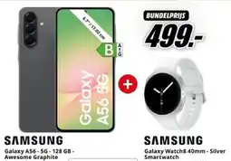 MediaMarkt Samsung Galaxy Awesome Graphite Smartphone + Watch8 40mm Silver Smartwatch aanbieding