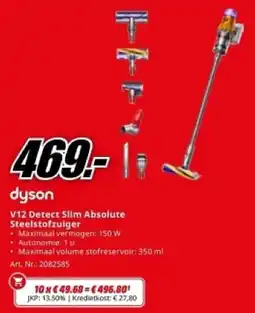 MediaMarkt Dyson V12 Detect Slim Absolute Steelstofzuiger aanbieding