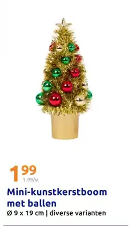 Action Mini-kunstkerstboom met ballen aanbieding