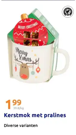 Action Kerstmok met pralines aanbieding