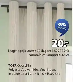 Jysk TOTAK gordijn aanbieding