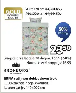 Jysk Kronborg erna satijnen dekbedovertrek aanbieding