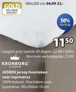 Jysk Kronborg jasmin jersey hoeslaken voor topmatras aanbieding