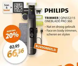Expert Philips trimmer QP6552/15 oneblade pro 360 aanbieding