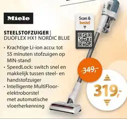Expert Miele steelstofzuiger duoflex hx1 nordic blue aanbieding