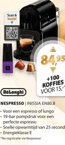Expert Delonghi nespresso | inissia EN80.B aanbieding