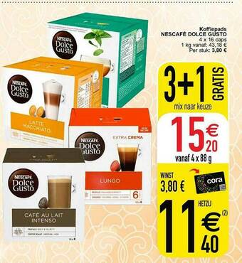 Cora Koffiepads Nescafe Dolce Gusto aanbieding