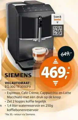 Expert Siemens volautomaat | EQ.300 TF305EF9 aanbieding
