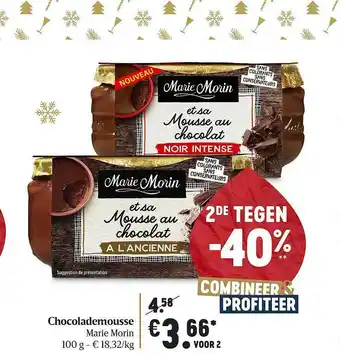 Delhaize Chocolademousse Marie Morin aanbieding