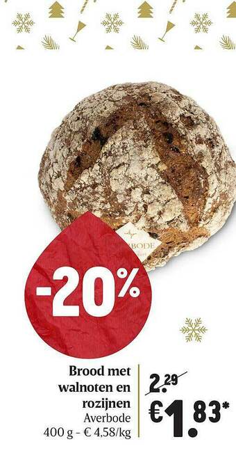 Delhaize Brood Met Walnoten En Rozijnen aanbieding