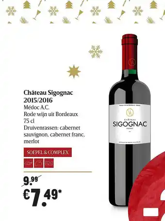 Delhaize Château Sigognac 2015 2016 Médoc A.c. aanbieding