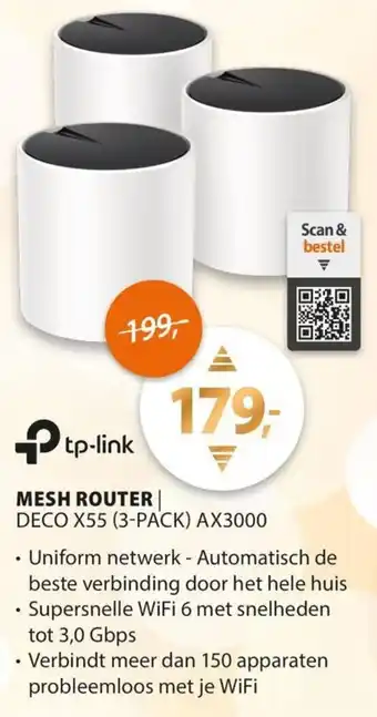 Expert Tp-link mesh router deco X55 (3-PACK) AX3000 aanbieding