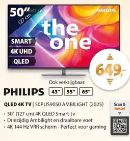 Expert Philips QLED 4K TV | 50PUS9050 AMBILIGHT (2025) aanbieding