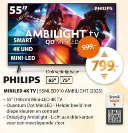 Expert Philips miniled 4K TV | 55MLED910 ambilight (2025) aanbieding