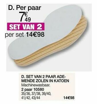Damart Set van 2 paar ademende zolen in katoen aanbieding