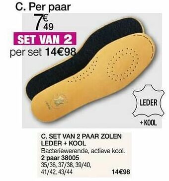 Damart Set van 2 paar zolen leder + kool aanbieding