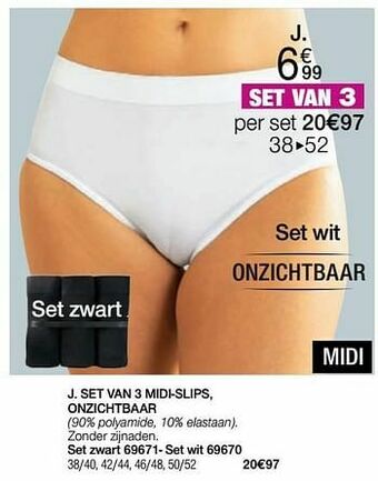 Damart Set van 3 midi-slips onzichtbaar aanbieding