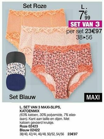 Damart Set van 3 maxi-slips katoenmix aanbieding