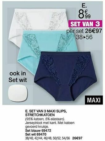 Damart Set van 3 maxi slips stretchkatoen aanbieding