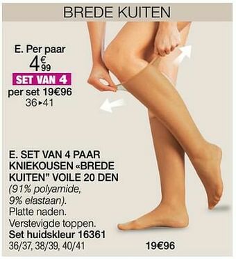 Damart Set van 4 paar kniekousen brede kuiten voile 20 den aanbieding