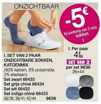 Damart Set van 2 paar onzichtbare sokken katoenmix aanbieding