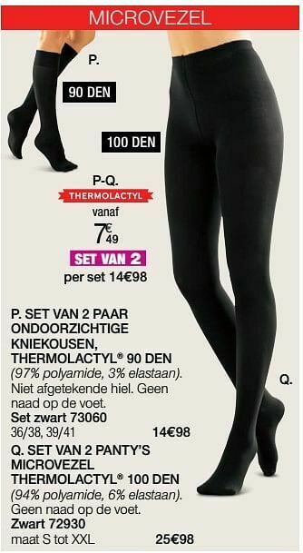 Damart Set van 2 paar ondoorzichtige kniekousen thermolactyl 90 den aanbieding