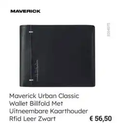 Multi bazar Maverick Urban Classic Wallet Billfold Met Uitneembare Kaarthouder Rfid Leer Zwart aanbieding