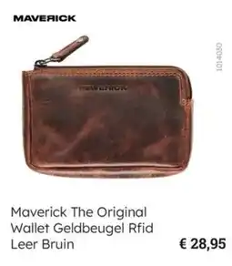 Multi bazar Maverick The Original Wallet Geldbeugel Rfid Leer Bruin aanbieding