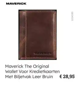 Multi bazar Maverick The Original Wallet Voor Kredietkaarten Met Biljetvak Leer Bruin aanbieding