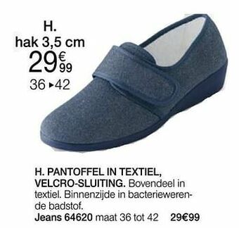 Damart Pantoffel in textiel velcro-sluiting aanbieding