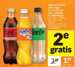 Albert Heijn Fanta en Sprite Zero Sugar en Coca-Cola Zero Caffeine aanbieding