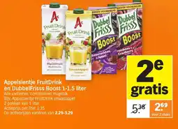 Albert Heijn Appelsientje FruitDrink en DubbelFrisss Boost 1-1.5 liter aanbieding