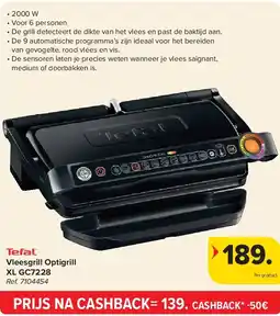 Carrefour Tefal Vleesgrill Optigrill XL GC7228 aanbieding