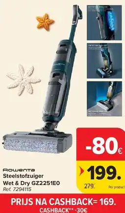 Carrefour Steelstofzuiger Wet & Dry GZ2251E0 aanbieding